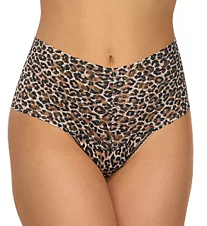 Pattern Retro Lace Thong Classic Leopard Print O/S
