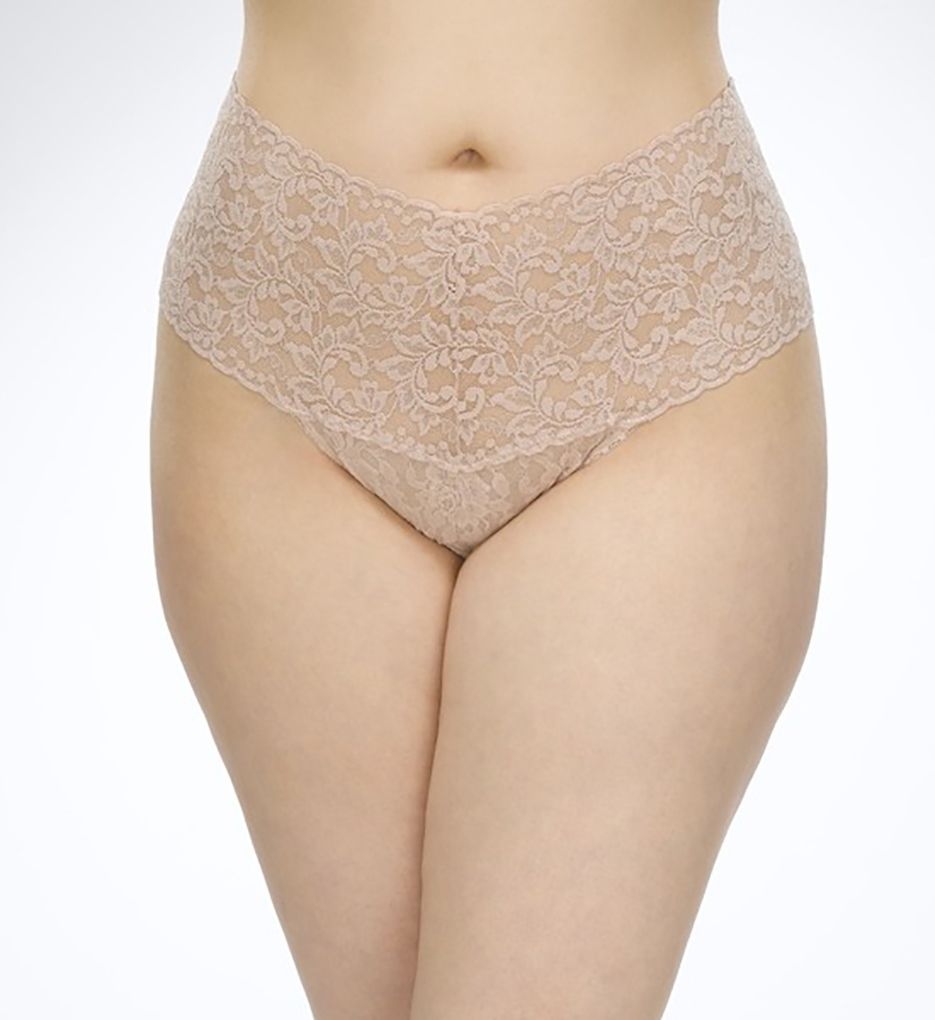 Hanky Panky Women's Plus Size Retro Thong Panty in Beige | HerRoom.com