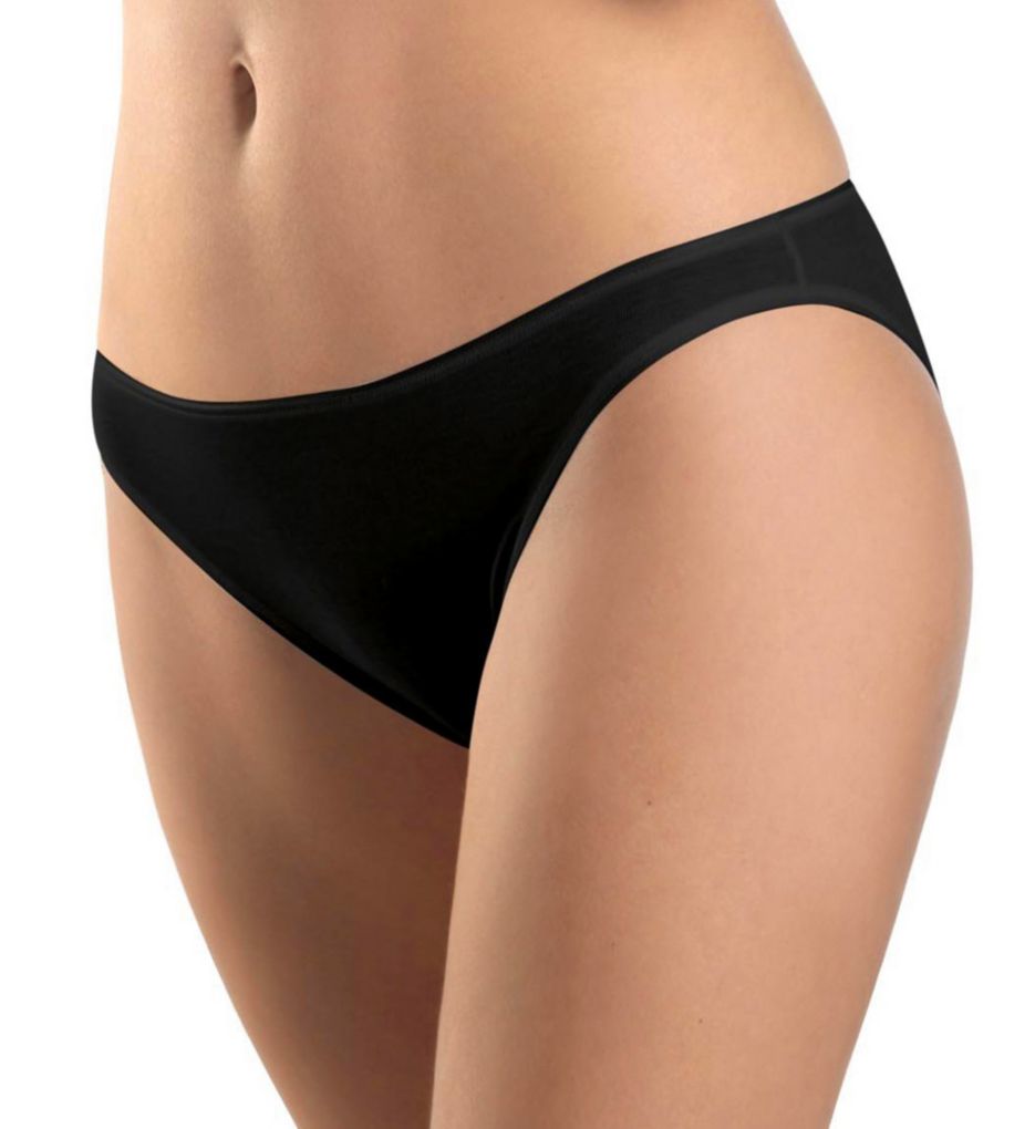 Hanro Women's Cotton Seamless Hi Cut Brief Panty in Black | Size XS | HerRoom.com