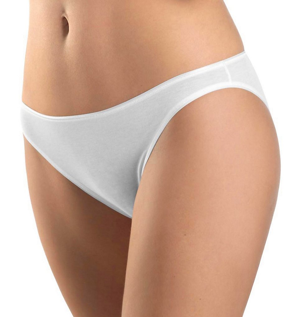 Hanro : Hanro 1624 Cotton Seamless Hi Cut Brief Panty (White XS)