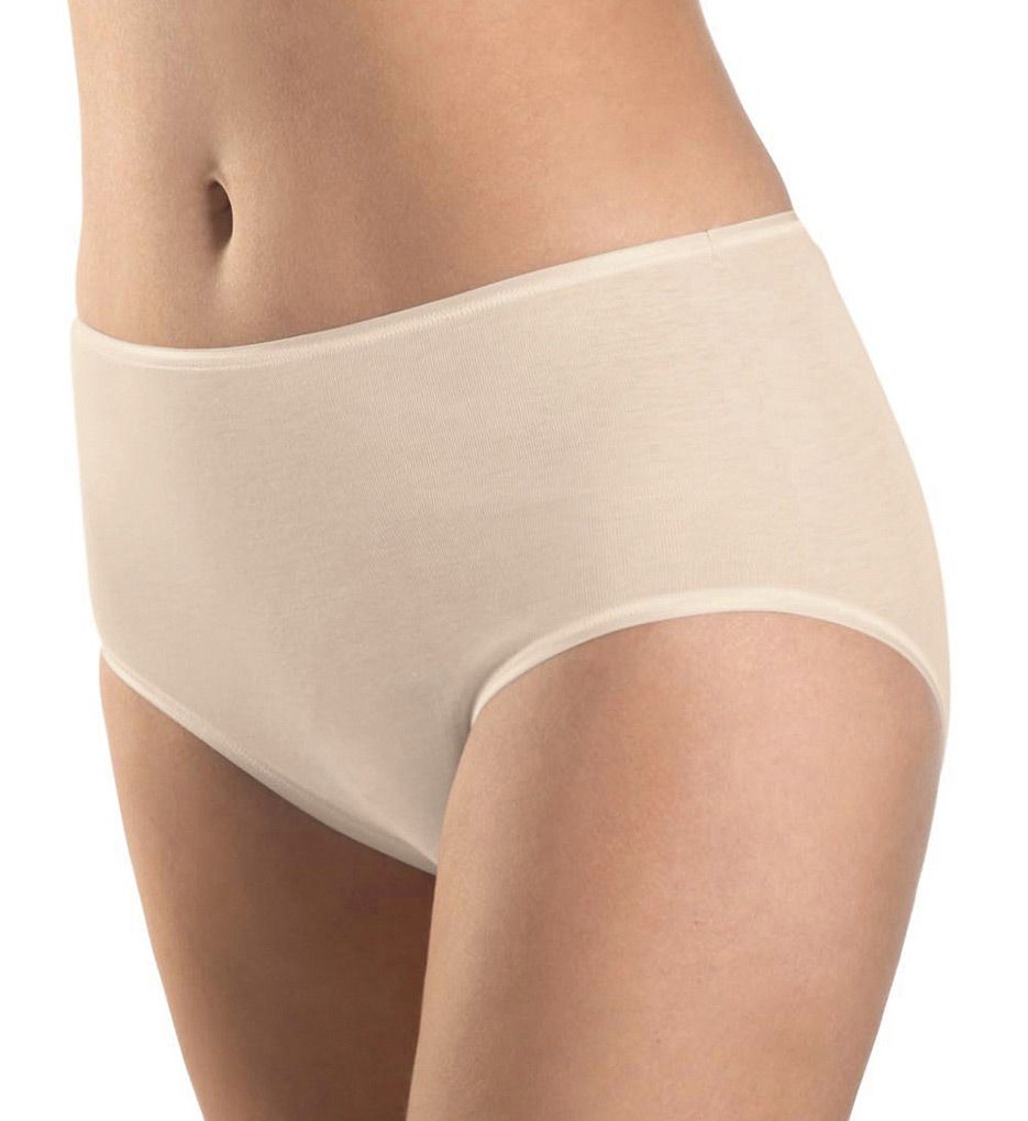 Hanro Women's Cotton Seamless Full Brief Panty in Beige | Size Large | HerRoom.com