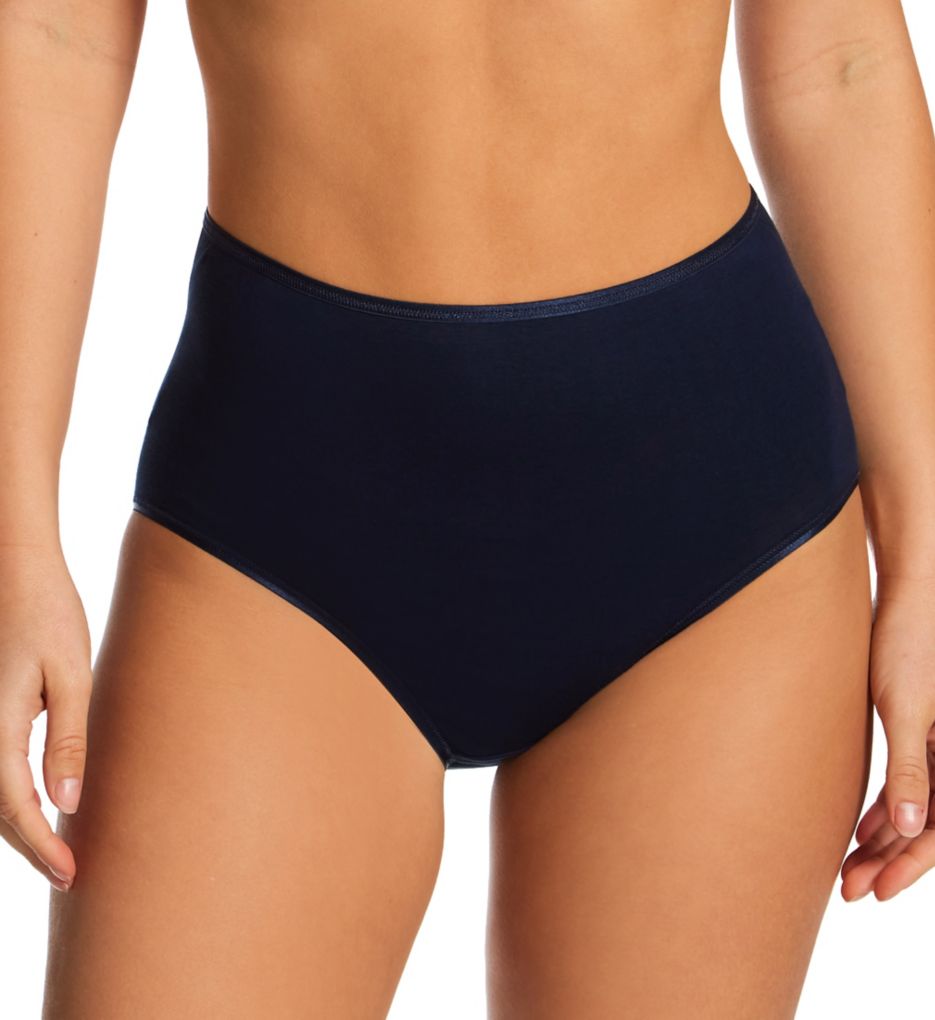 Hanro Women's Cotton Seamless Full Brief Panty in Blue | Size Medium | HerRoom.com