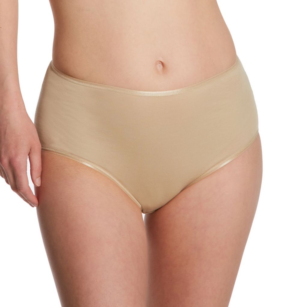 Hanro Women's Cotton Seamless Full Brief Panty in Beige | Size XL | HerRoom.com