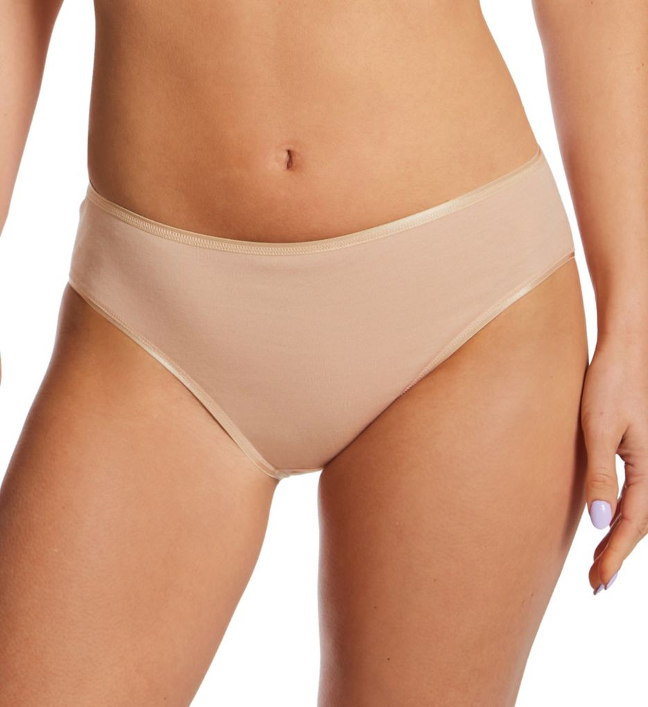 Hanro Women's Cotton Seamless Hi-Cut Full Brief Panty in Beige | Size Small | HerRoom.com