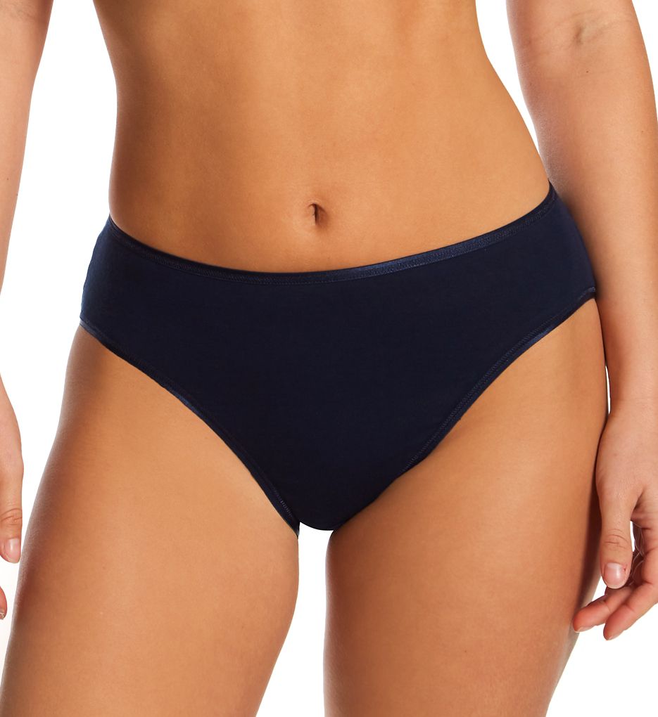Hanro Women's Cotton Seamless Hi-Cut Full Brief Panty in Blue | Size XS | HerRoom.com