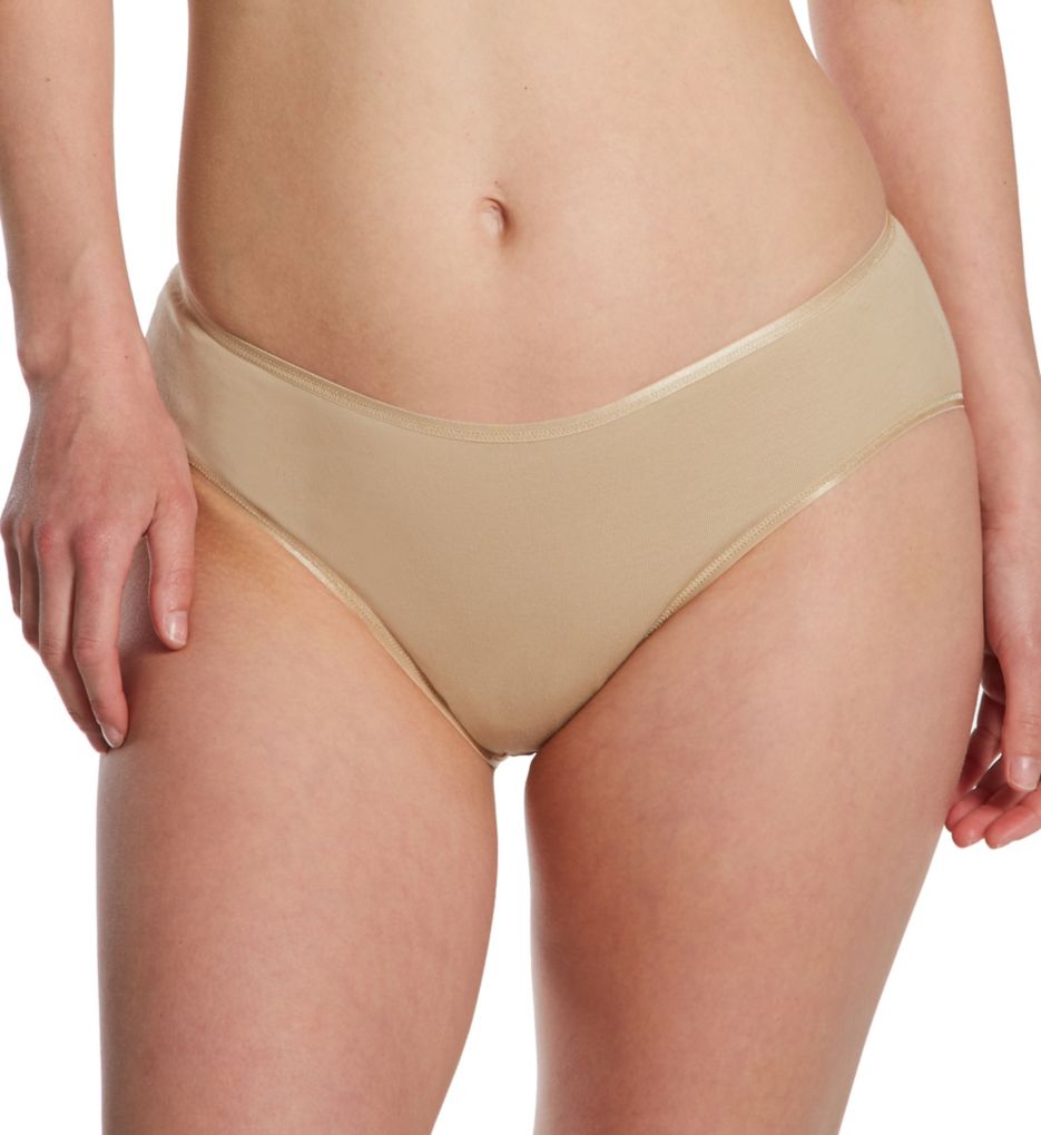 Hanro Women's Cotton Seamless Hi-Cut Full Brief Panty in Beige | Size Medium | HerRoom.com