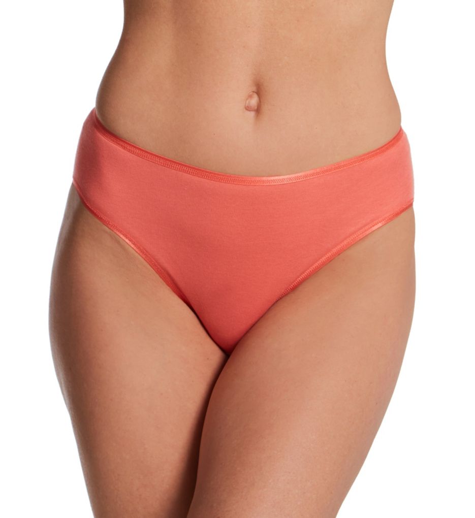 Hanro Women's Cotton Seamless Hi-Cut Full Brief Panty in Pink | Size Small | HerRoom.com