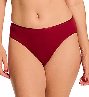 Cotton Seamless Hi-Cut Full Brief Panty Red Dahlia L