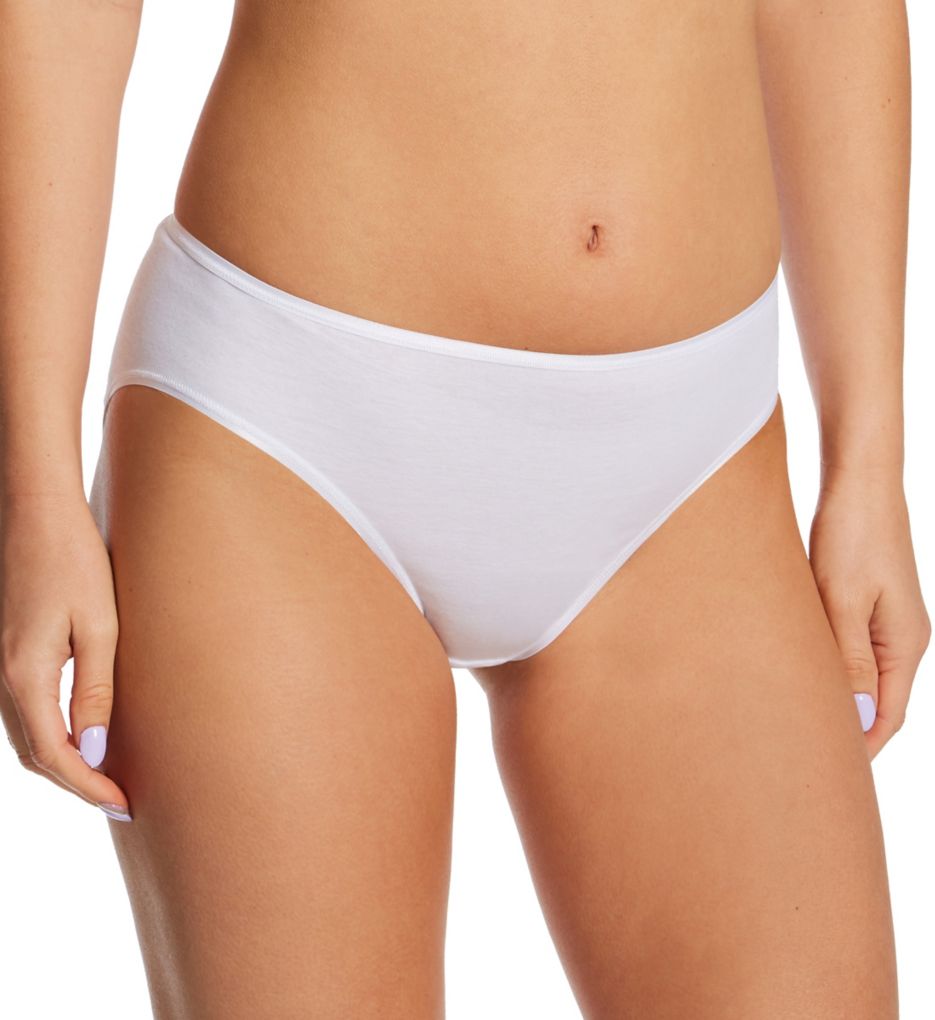Hanro Women's Cotton Seamless Hi-Cut Full Brief Panty in White | Size Small | HerRoom.com