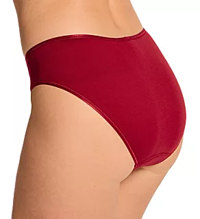 Cotton Seamless Hi-Cut Full Brief Panty Red Dahlia L