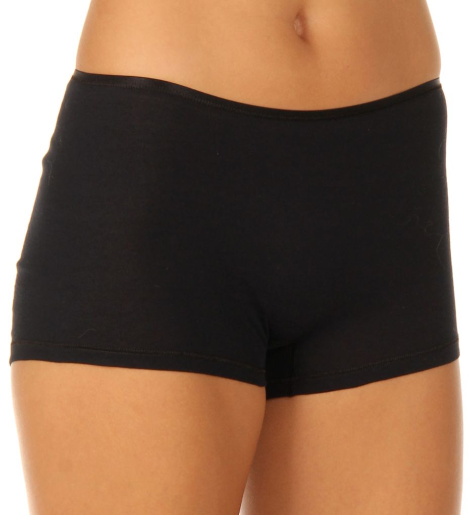 Hanro Cotton Seamless Boyshort Panty Black Small