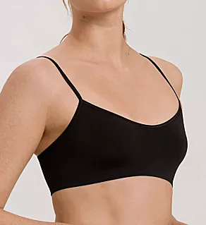 Touch Feeling Crop Spaghetti Strap Bra Black XS