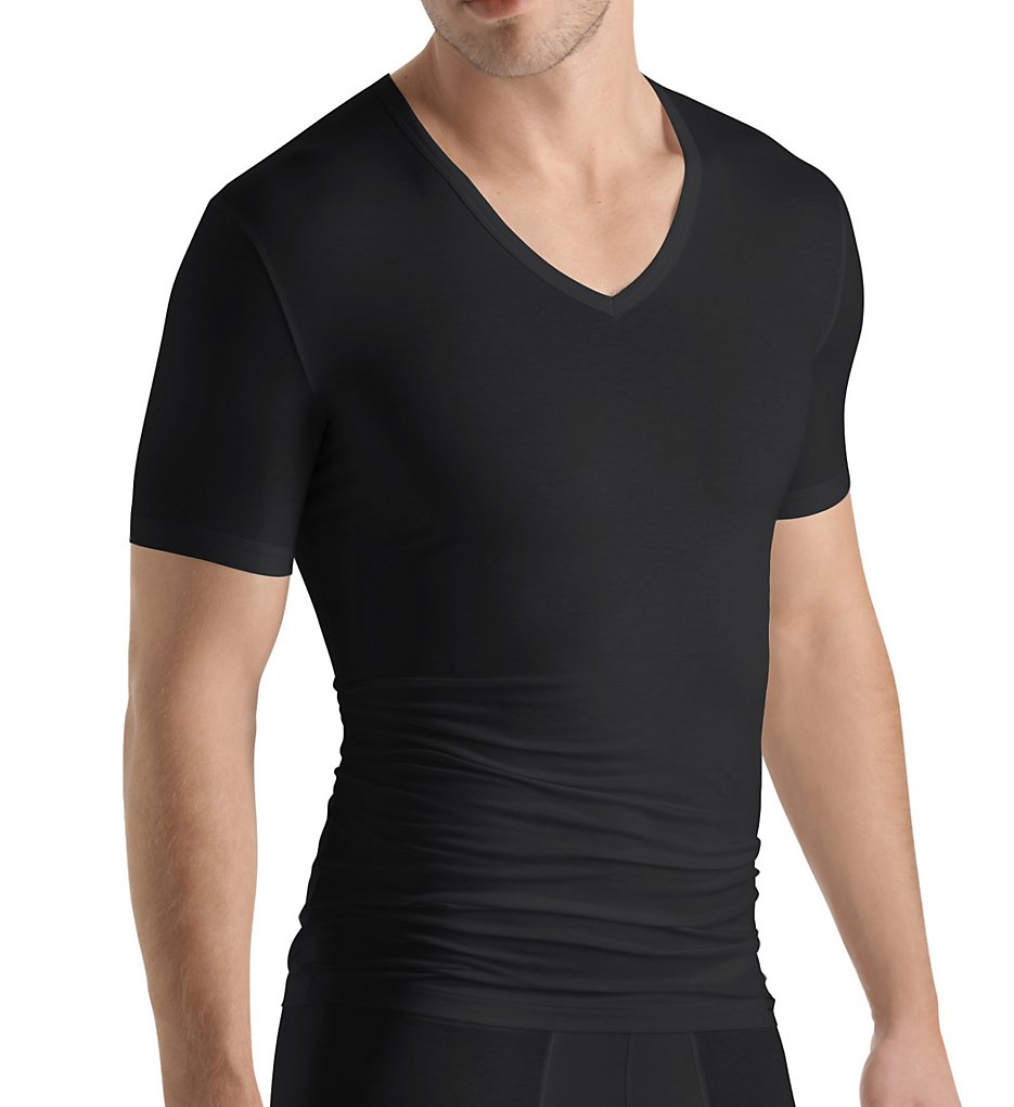 Hanro 3068 Cotton Sensation V-Neck T-Shirt (Black)