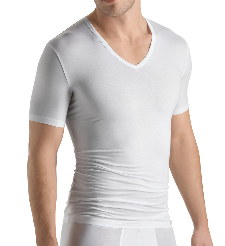Hanro 3068 Cotton Sensation V-Neck T-Shirt (White)