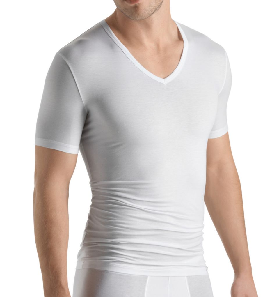 Vie Regnjakke velstand Hanro Cotton Sensation V-Neck T-Shirt 3068 - Hanro Undershirts