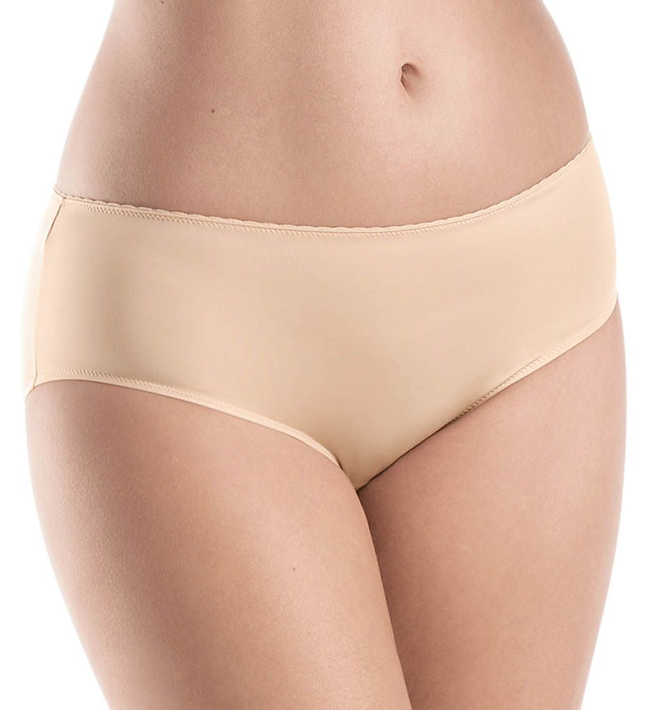 Hanro Women's Satin Deluxe Hipster Panty in Beige | Size XS | HerRoom.com