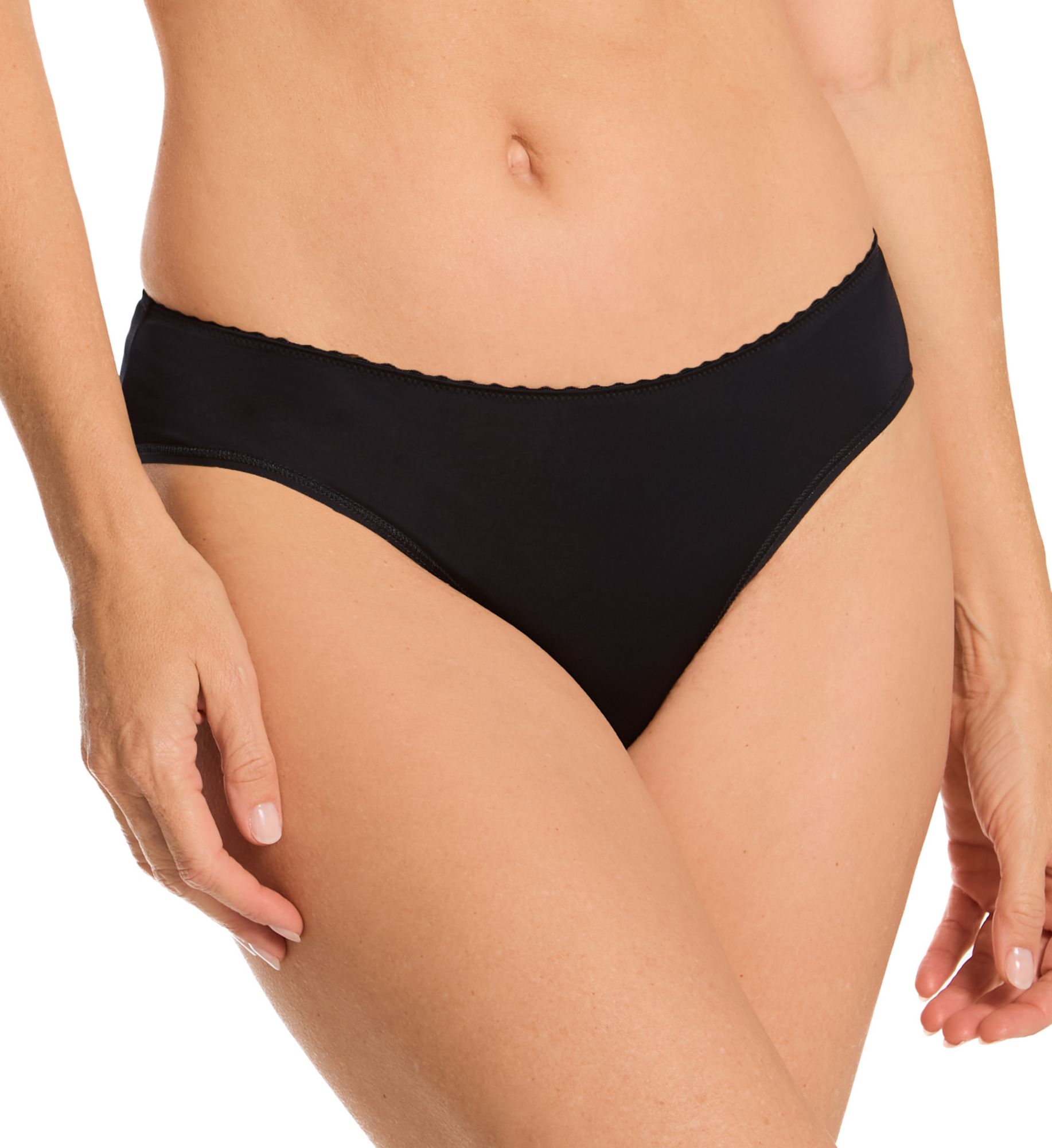 Hanro Women's Satin Deluxe Bikini Panty in Black | Size: Large | HerRoom.com