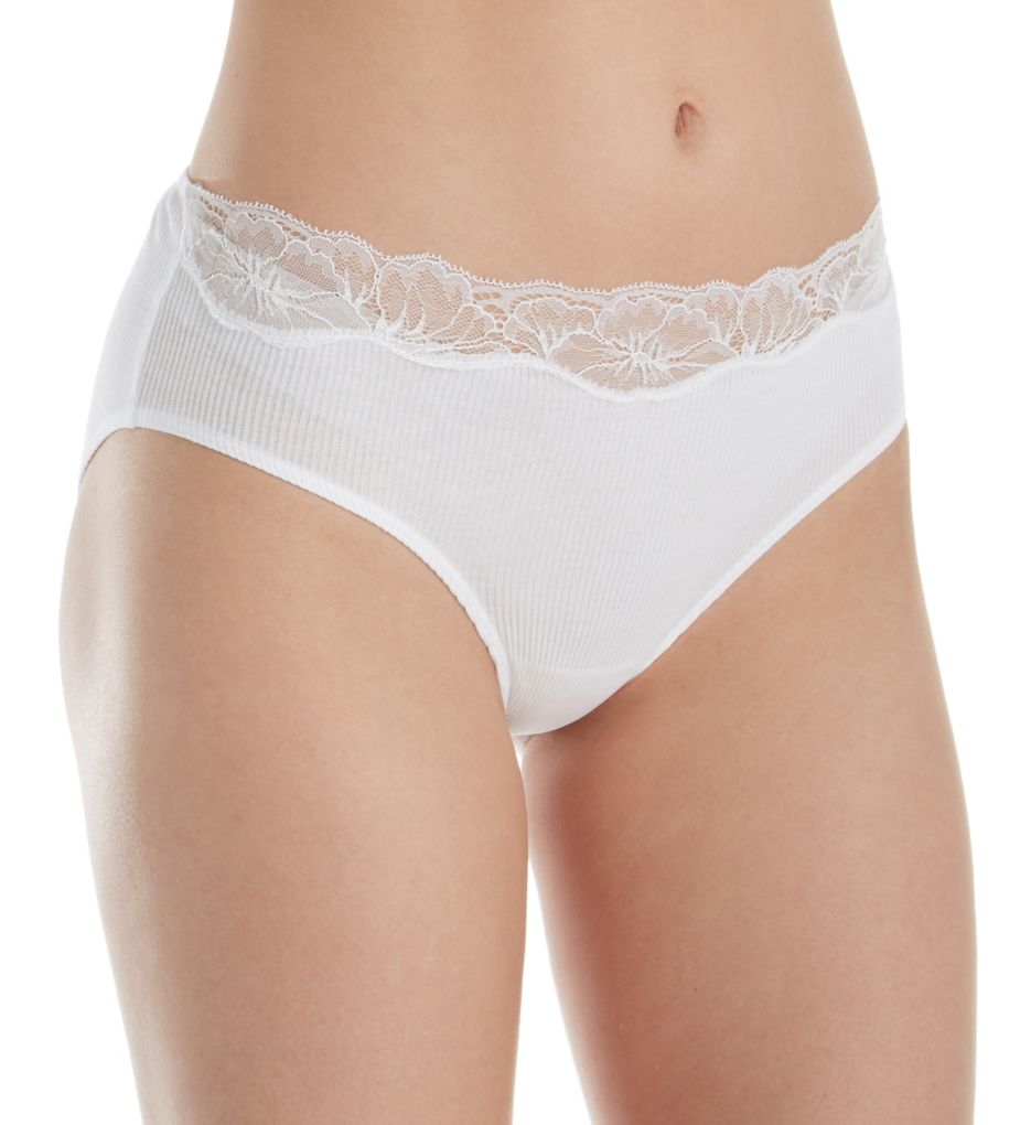 Hanro (2153784): Hanro 71378 Lace Delight Hi-Cut Brief Panty (White S)