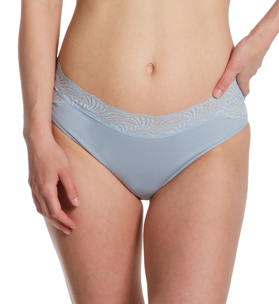 Hanro Women's Cotton Delight Hi-Cut Brief Panty in Blue | Size Small | HerRoom.com