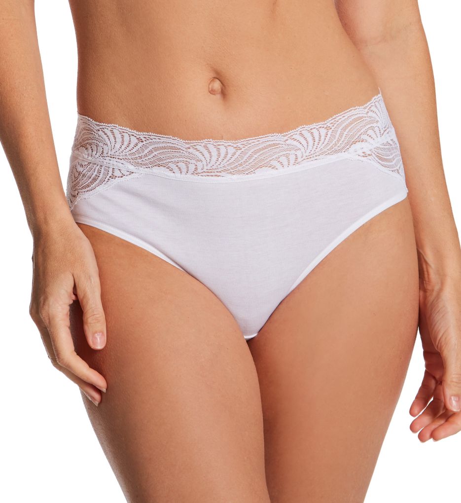 Hanro Women's Cotton Delight Hi-Cut Brief Panty in White | Size Large | HerRoom.com