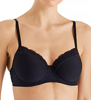 Cotton Lace Spacer T-Shirt Underwire Bra Black 34A