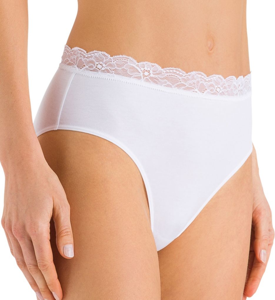 Hanro Women's Cotton Lace Full Brief Panty in White | Size Large | HerRoom.com