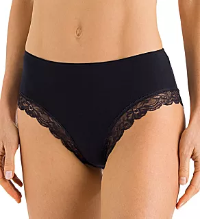 Cotton Lace Hi Cut Brief Panty Black S