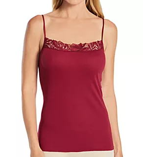 Zelda Lace Trim Spaghetti Camisole Burgundy XS