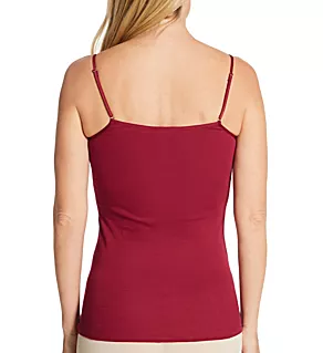 Zelda Lace Trim Spaghetti Camisole Burgundy XS