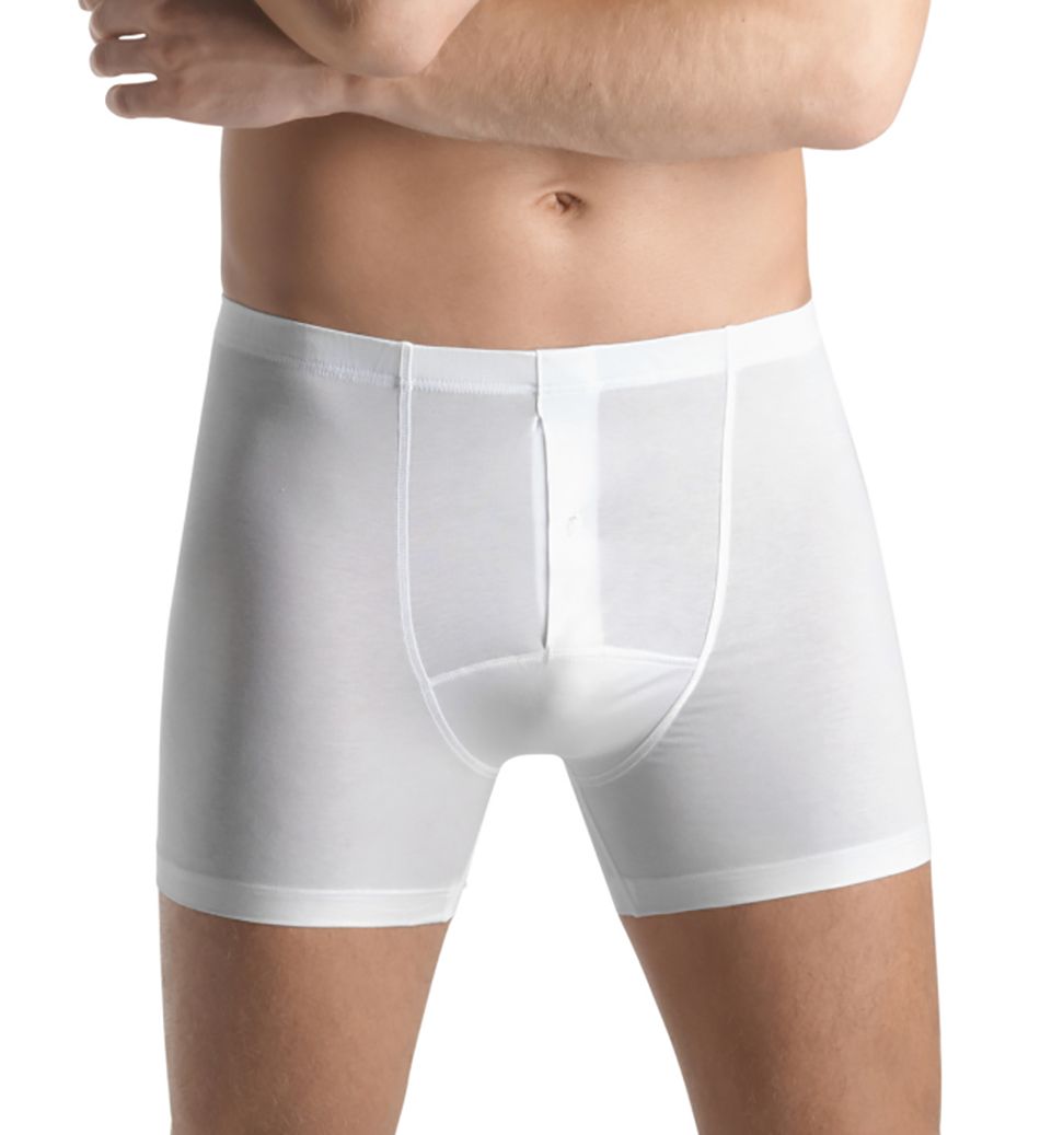 Hanro Cotton Sensation Boxer with Button Fly WHT L  - Image 1
