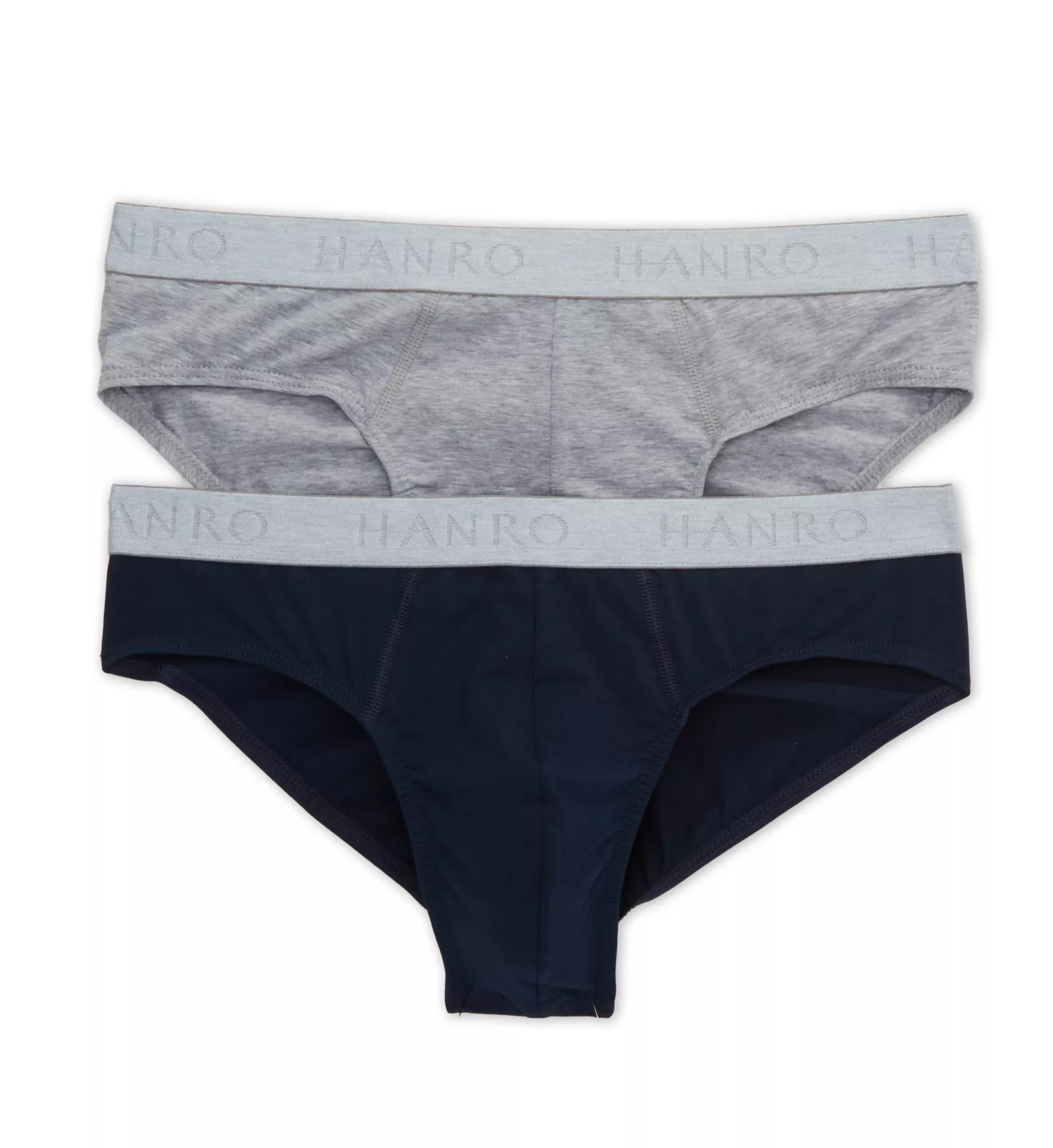 Cotton Essentials Brief - 2 Pack Light Melange/Blue XL by Hanro