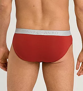 Cotton Essentials Brief - 2 Pack Red Ochre/Gray M