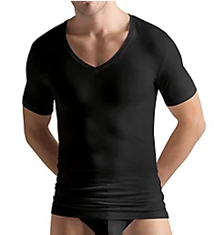 Cotton Superior V-Neck T-Shirt BLK S