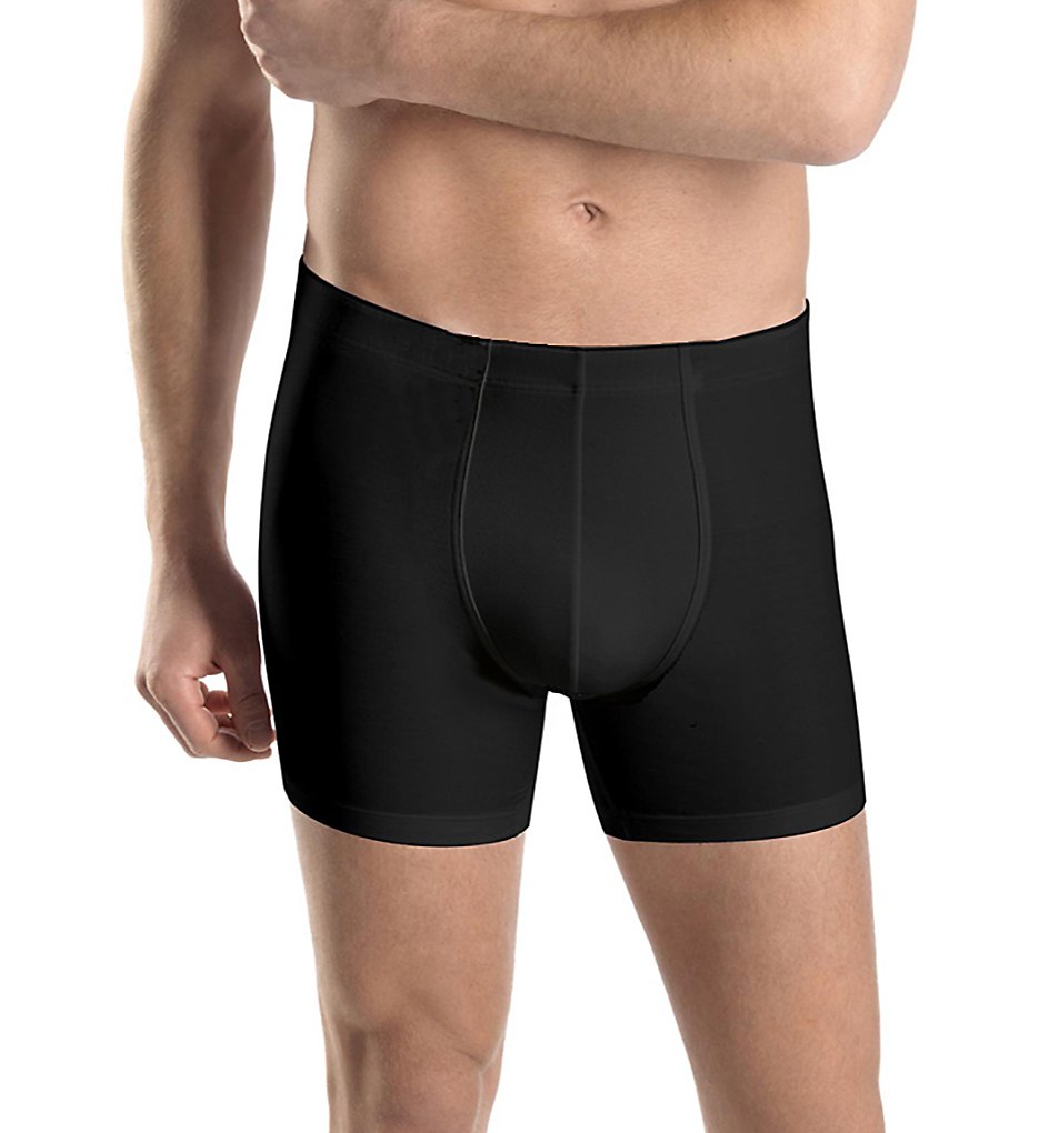 Hanro 73090 Cotton Superior Long Leg Boxer Briefs (Black)