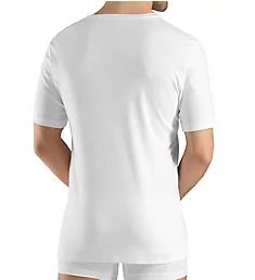 Sea Island Cotton Short Sleeve V-Neck Shirt WHT S