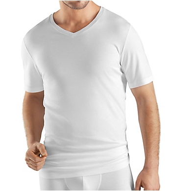 Hanro Sea Island Cotton Short Sleeve V-Neck Shirt