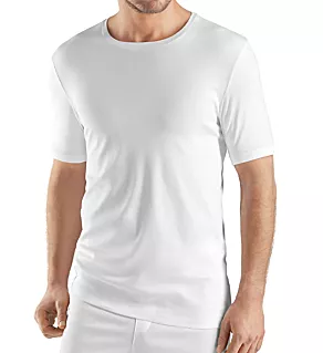 Sea Island Cotton Short Sleeve Crew Neck Shirt WHT S