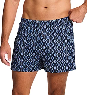 Cotton Sporty Knit Boxer Blue Diamonds M