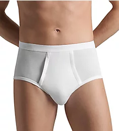 Cotton Pure Full Brief with Fly WHT S
