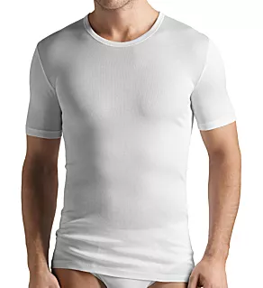 Cotton Pure Short Sleeve Crew Neck Shirt WHT 2XL