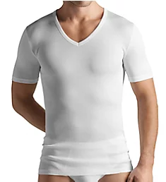 Cotton Pure Short Sleeve V-Neck Shirt WHT S