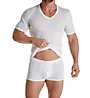 Hanro Cotton Pure Short Sleeve V-Neck Shirt 73665 - Image 3