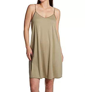 Cotton Silk Spaghetti Chemise Silver Sage M