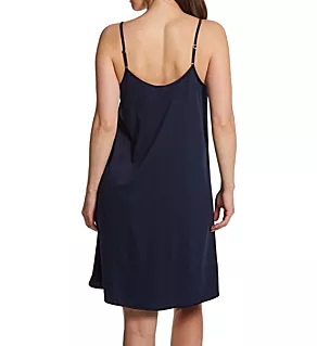 Cotton Silk Spaghetti Chemise Deep Navy XS