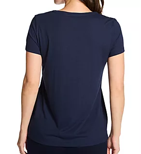 Sleep and Lounge V-Neck Short Sleeve Shirt Deep Navy XS