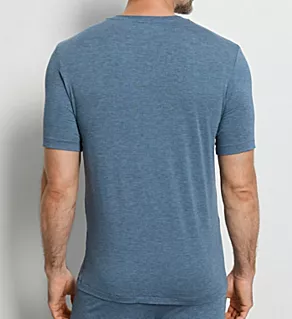 Casuals Short Sleeve V-Neck Lounge T-Shirt Retro Blue Melange XL
