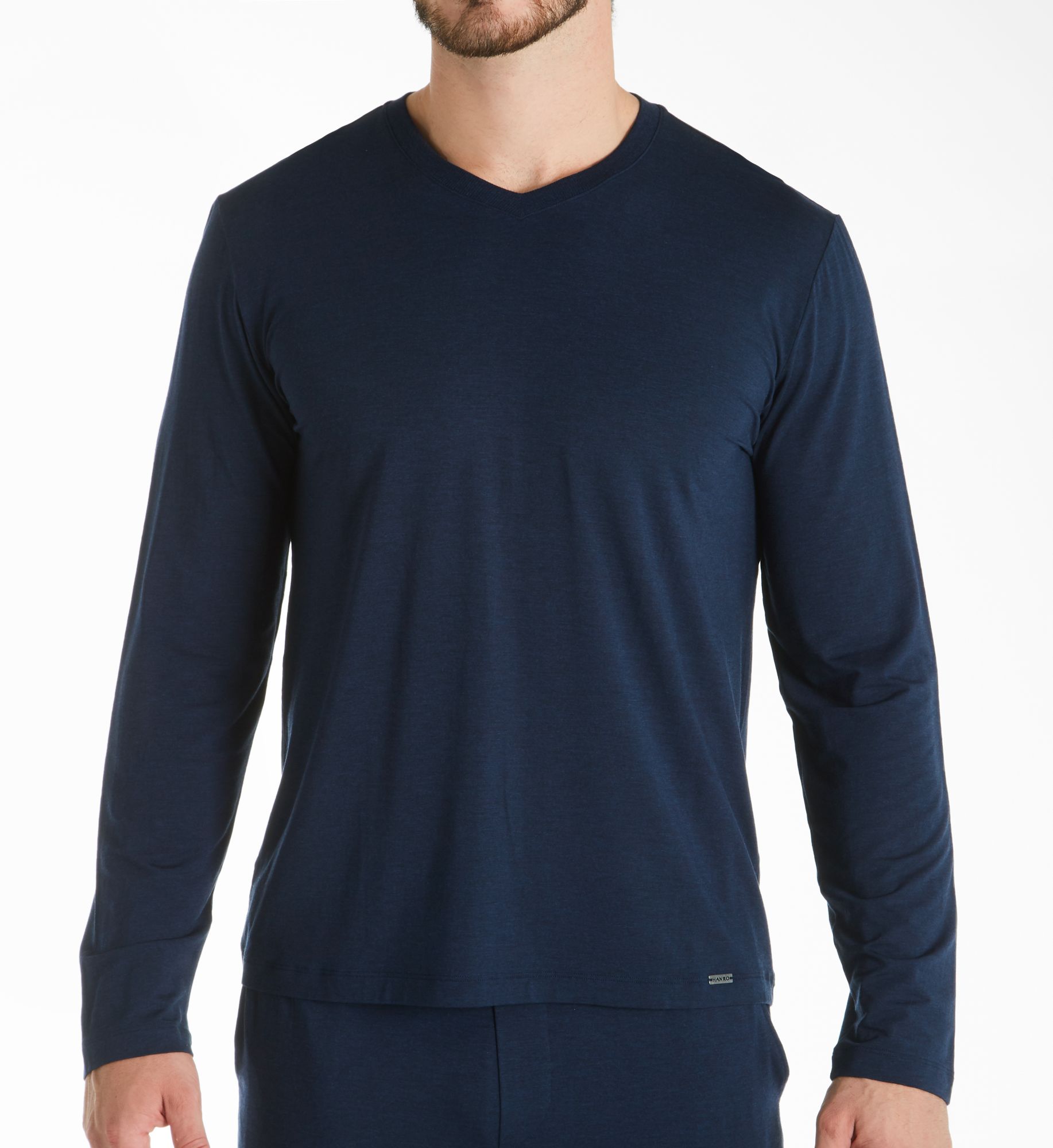 Hanro Casuals Long Sleeve V-Neck T-Shirt DeepN L  - Image 1