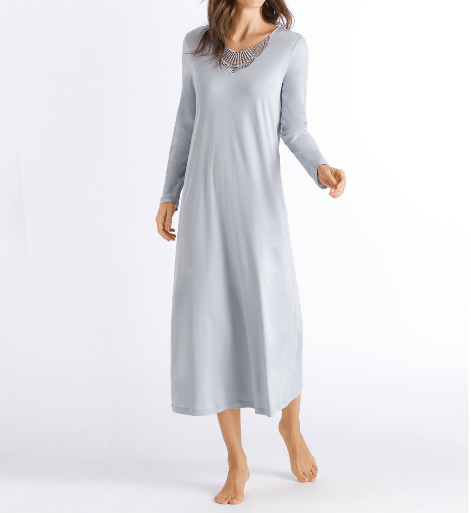 Adina Embroidered Neck Long Sleeve Sleep Gown-gs