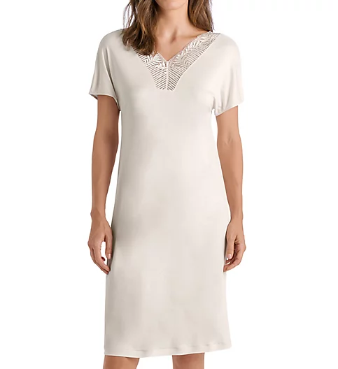 Hanro Irini Sleep Lace Trim Short Sleeve Gown 76877