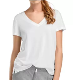 Sleep & Lounge Short Sleeve V-Neck Shirt White XS